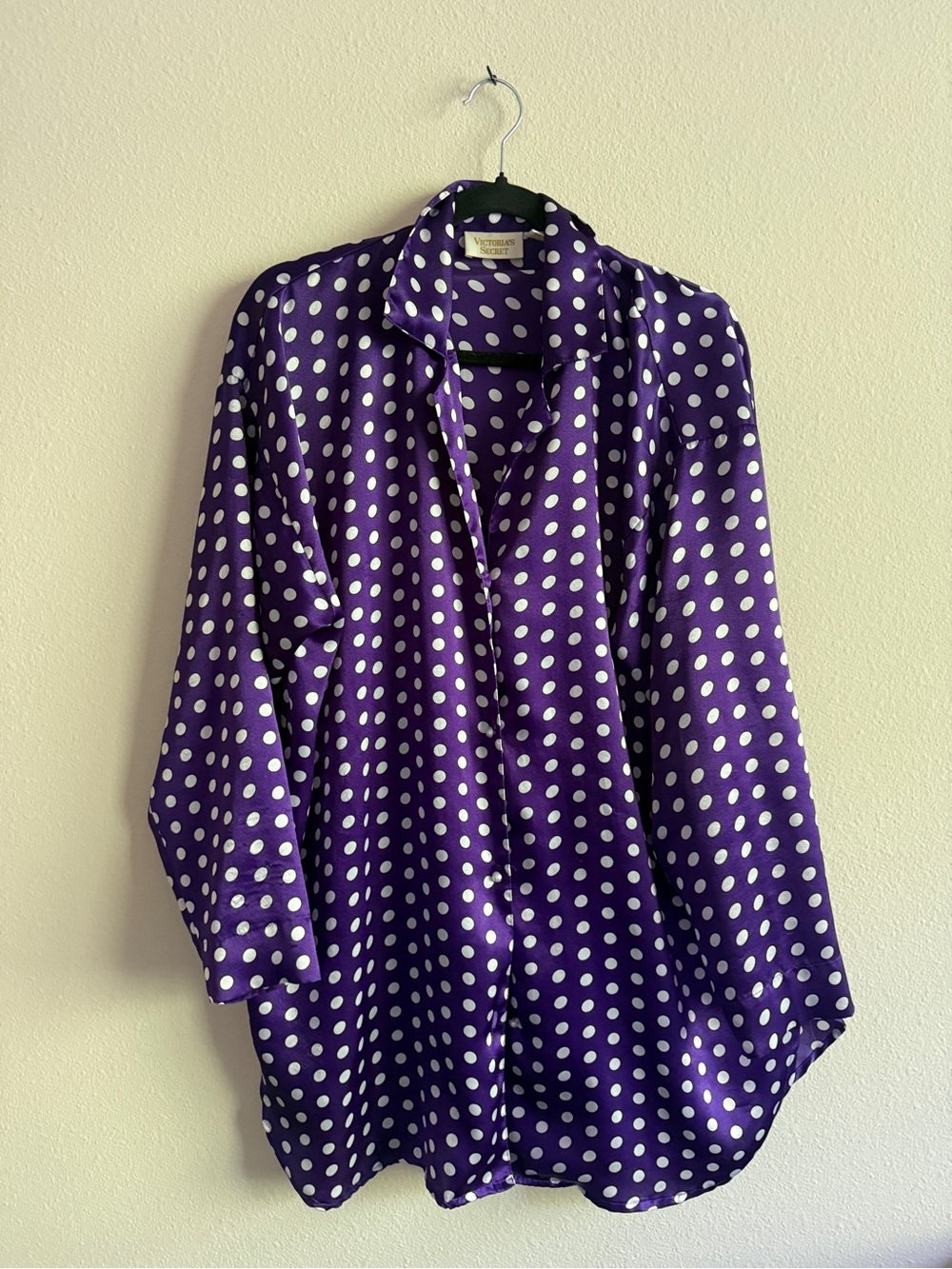 Vintage Victoria's Secret Purple Polka Dot Button-Down Shirt